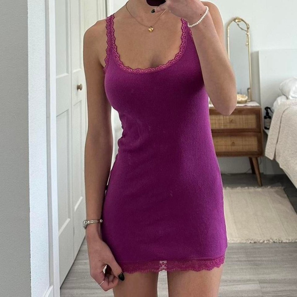 Purple lace tank top